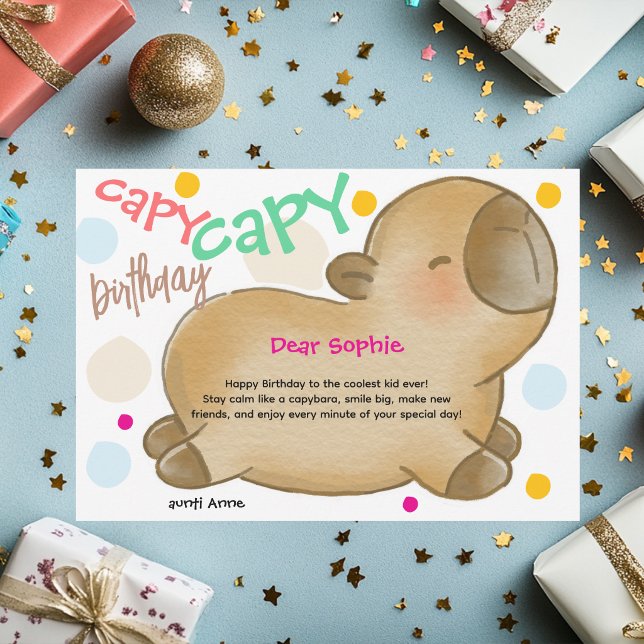 Capy capybara birthday  julkort (Skapare uppladdad)