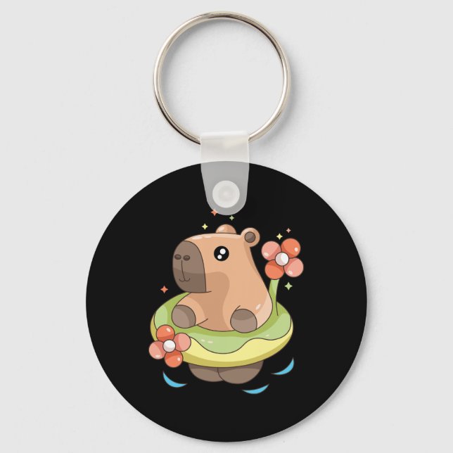 Capy Capybara Floatie Funny Julafton i juli Girls  Nyckelring (Framsida)