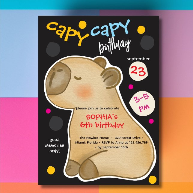 Capy capybara födelsedagsinbjudan inbjudningar (Skapare uppladdad)