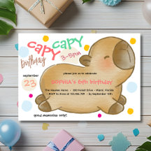Capy capybara födelsedagsinbjudan