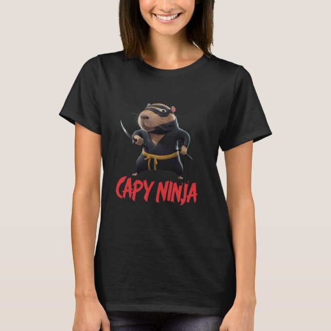 Capy Capybara Ninja Funny Ninja Meme Djur älskare T Shirt (Framsida)