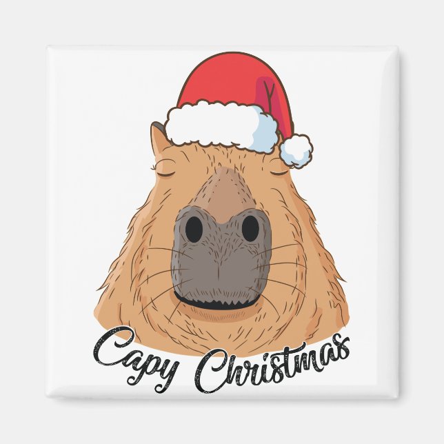 Capy eller Huppy jul Capybara Helgdagar Santa Magnet (Framsidan)