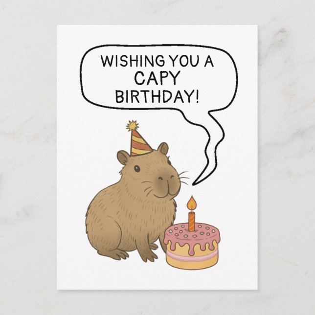 Capy Födelsedag Söt Handritad Capybara Pun Älskare Vykort (Framsida)