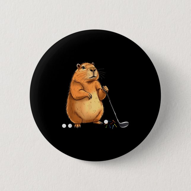Capy Golf Player Cute Cappy Srts Cartoon Design  Knapp (Framsida)