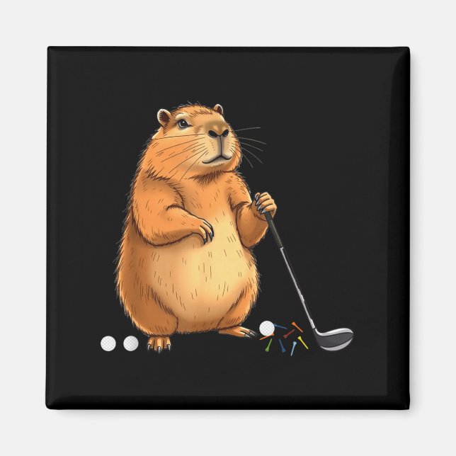 Capy Golf Player Cute Cappy Srts Cartoon Design  Magnet (Framsidan)