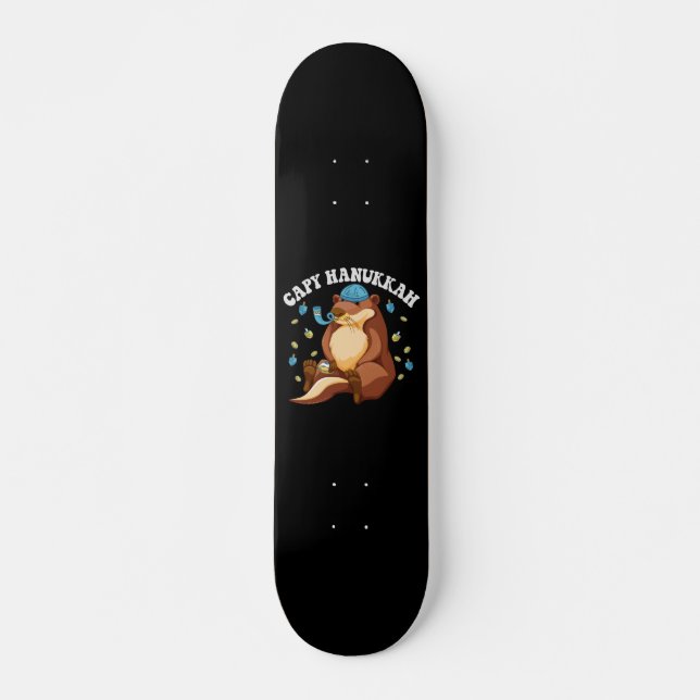 Capy Hanukkah Funny Jewish Capybara Hanukkah Gift Mini Skateboard Bräda 18,5 Cm (Framsida)