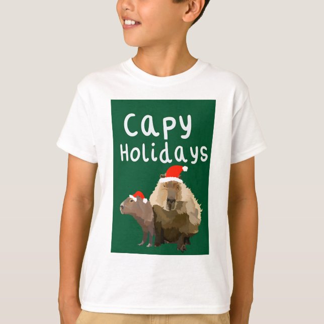 Capy Helgdagars Capybara-jul T Shirt (Framsida)