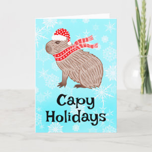 Capy Helgdagars Funny Capybara Santa Hat Helgkort