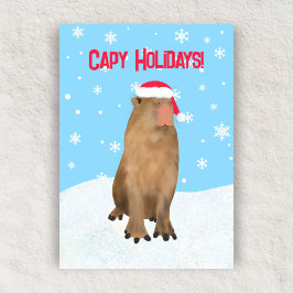 Capy Helgdagars Funny Cute Capybara Pun Flat Julkort