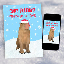 Capy Helgdagars Funny Cute Capybara Pun Printable Julkort