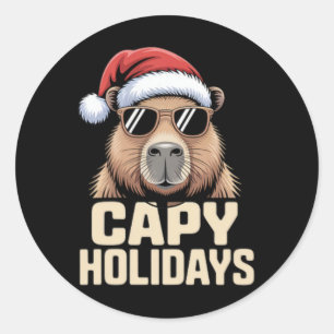 Capy Helgdagars Funny jul Capyra Santa Kostym Hu Runt Klistermärke