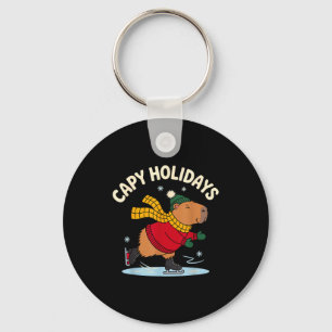 Capy Högtider Is Skridsko Capybara Rolig Xmas Chri Nyckelring