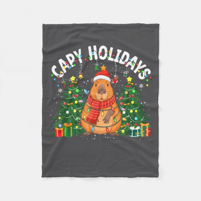 Capy Holidays Capybara Santa Hat Xmas Men Women Ki Fleecefilt (Framsidan)