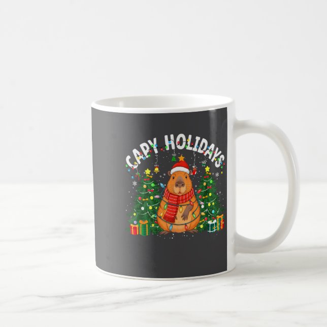 Capy Holidays Capybara Santa Hat Xmas Men Women Ki Kaffemugg (Höger)