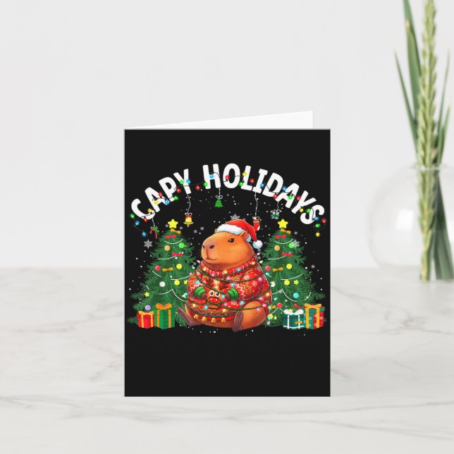 Capy Holidays Capybara Santa Hat Xmas Men Women Ki Kort (Framsida)