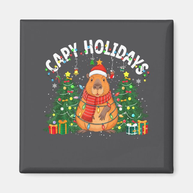 Capy Holidays Capybara Santa Hat Xmas Men Women Ki Magnet (Framsidan)