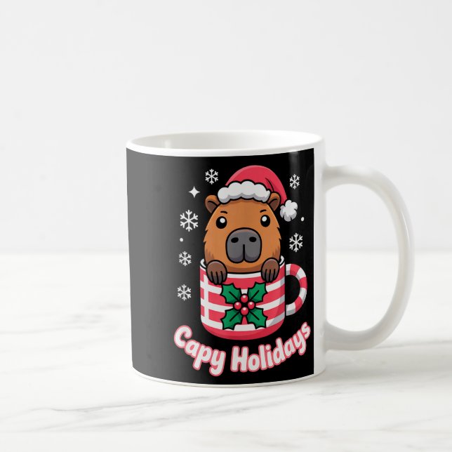 Capy Holidays Cute Capybara Christmas Santa Hat  Kaffemugg (Höger)