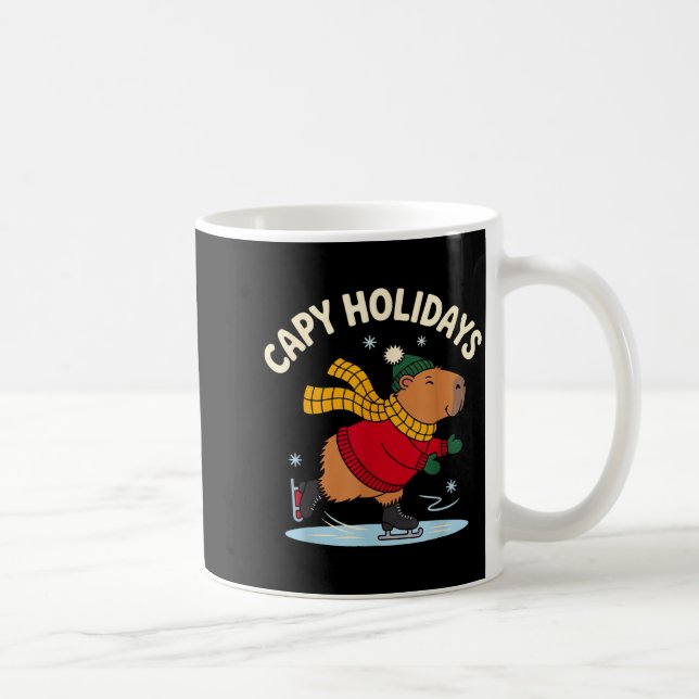 Capy Holidays Ice Skating Capybara Funny Xmas Chri Kaffemugg (Höger)