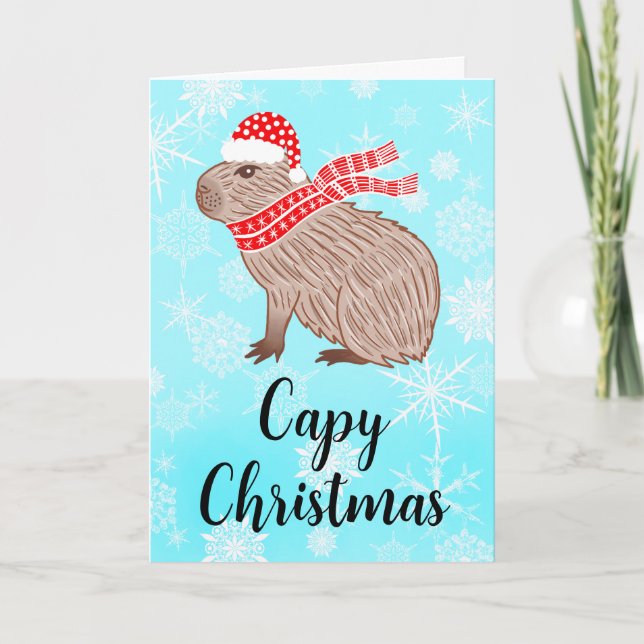 Capy Jul Funny Capybara Snowflake Helgdag Helgkort (Framsida)