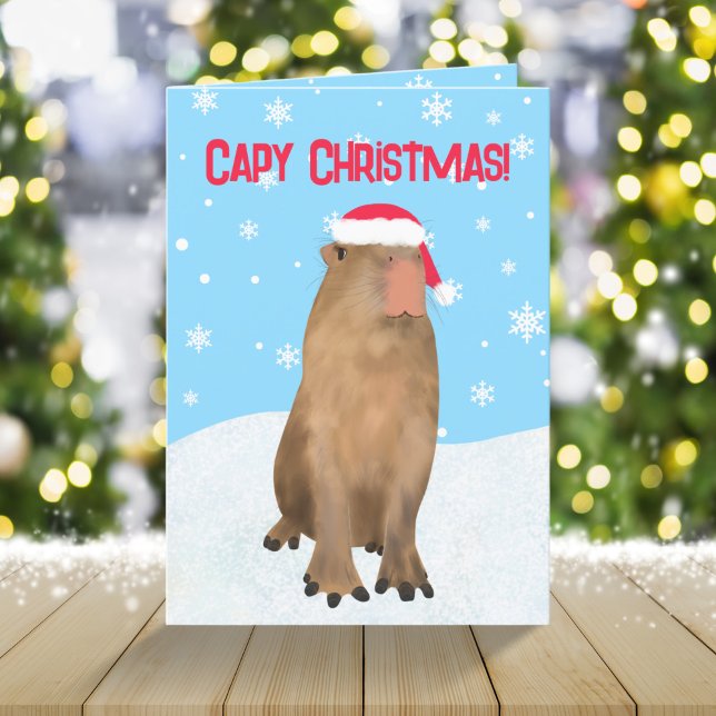 Capy jul Funny Cute Capybara Pun Snö Helgkort (Skapare uppladdad)