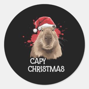 Capy jul Julafton Santa Hat Pajama Rodent Animal Runt Klistermärke