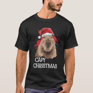 Capy jul Julafton Santa Hat Pajama Rodent Animal T Shirt
