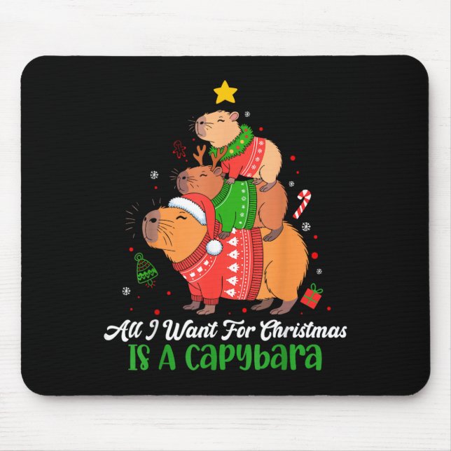 Capy jul söt capybara julgran Pjs djur  Musmatta (Framsidan)