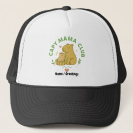 Capy Mama Club Cute Capybara Mom and Baby Retro Keps
