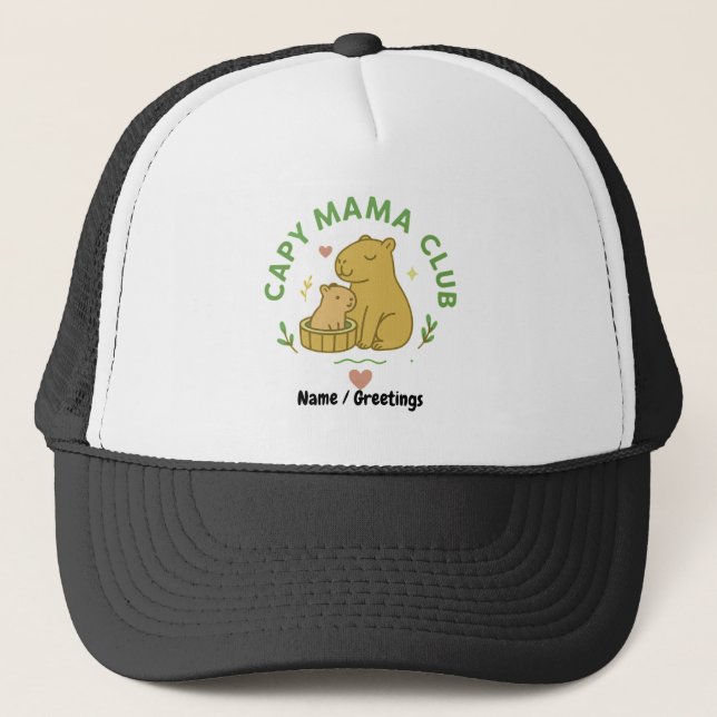 Capy Mama Club Söt Capybara Mamma och Bebis Retro  Keps (Framsida)