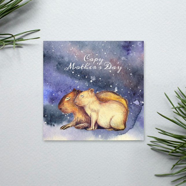 Capy Mors dag Capybara Baby och Mamma Cute Card (Skapare uppladdad)