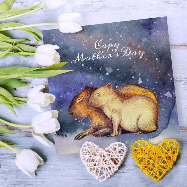 Capy Mors dag Cute Capybara Baby & Mamma Anpassnin Poster (Skapare uppladdad)