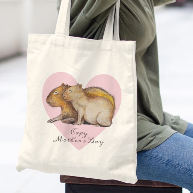 Capy Mors dag Cute Capybara Baby & Mamma Anpassnin Tygkasse (Skapare uppladdad)