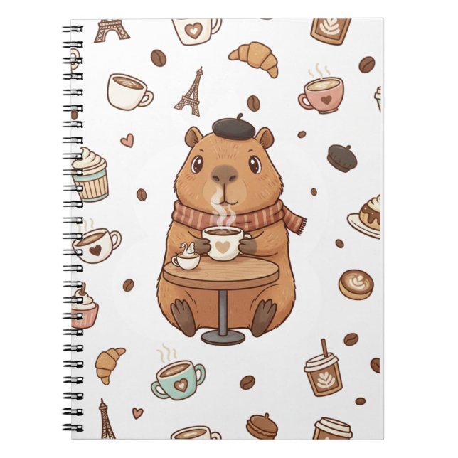 Capy-Paris: A Cozy Sip of Calm Anteckningsbok (Framsidan)