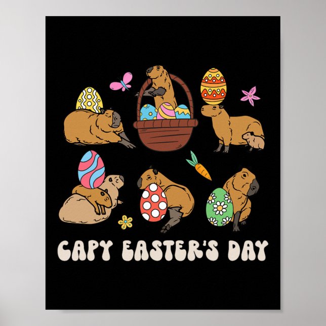 Capy Påsk Day Capybara Hunt Eggs Roligt Poster (Framsidan)
