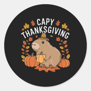 Capy Thanksgiving Funny Capybyra Thanksgiving Fall Runt Klistermärke