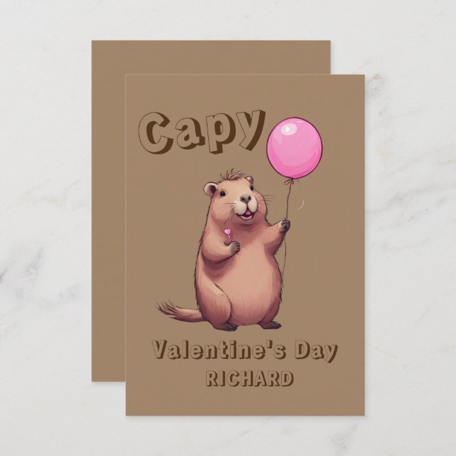 Capy Valentines dag Capybara Classroom Anteckningskort (Fram/baksida)