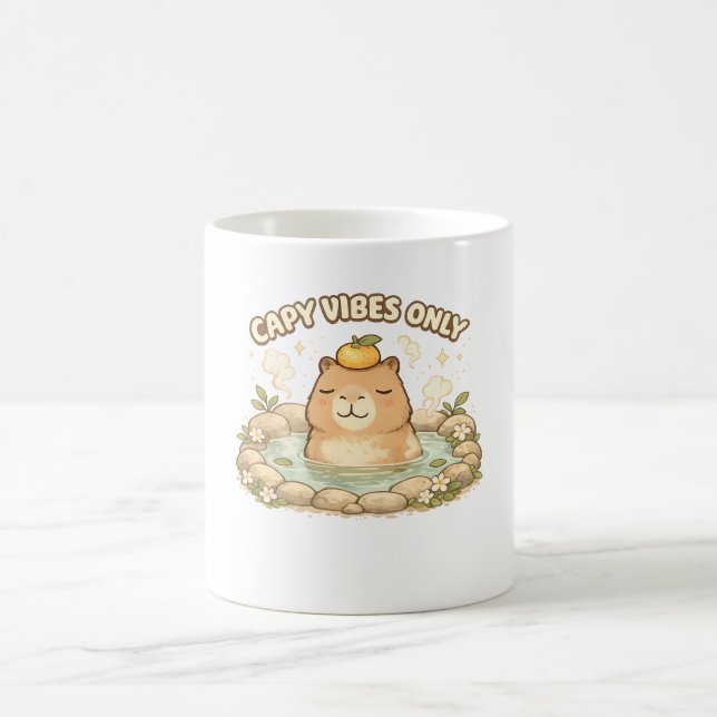 Capy Vibes Only Söt Kawaii Kapybara Kaffemugg (Center)