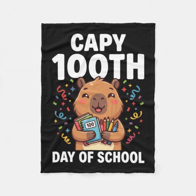 Capybara 100:e dagen i skolan Söt Capy-djur Fleecefilt (Framsidan)