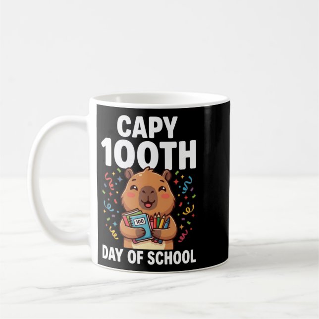 Capybara 100:e dagen i skolan Söt capy djur Kaffemugg (Vänster)