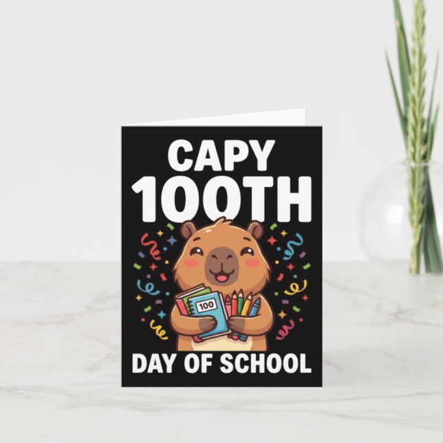 Capybara 100:e dagen i skolan Söt capy djur Kort (Framsida)