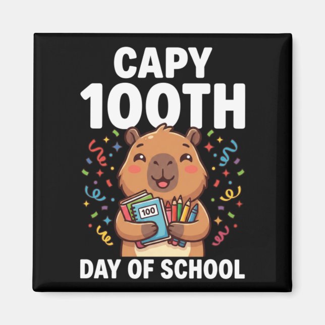 Capybara 100:e dagen i skolan Söt capy djur Magnet (Framsidan)
