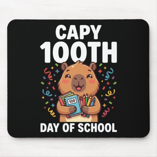 Capybara 100:e dagen i skolan Söt capy djur Musmatta (Framsidan)