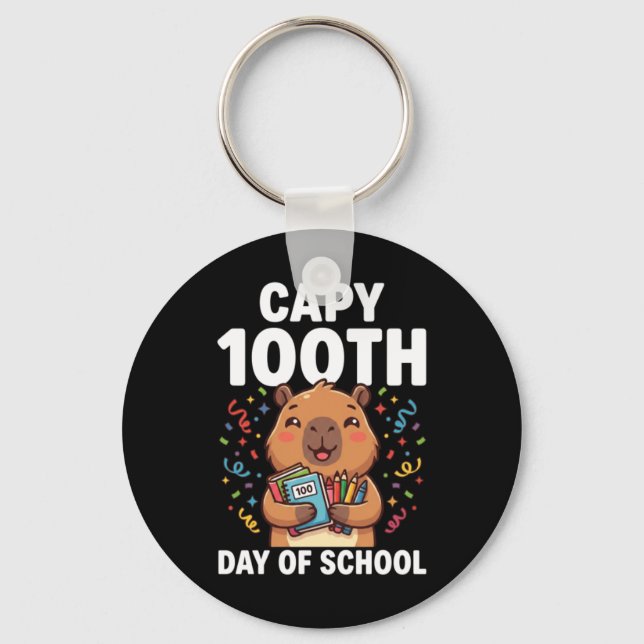 Capybara 100:e dagen i skolan Söt capy djur Nyckelring (Framsida)