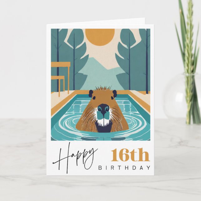 Capybara 16:e födelsedagen kort (Framsida)