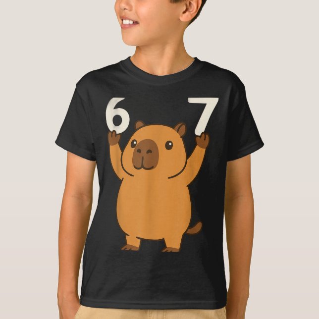 Capybara 67 Meme Six Seven Funny  T Shirt (Framsida)