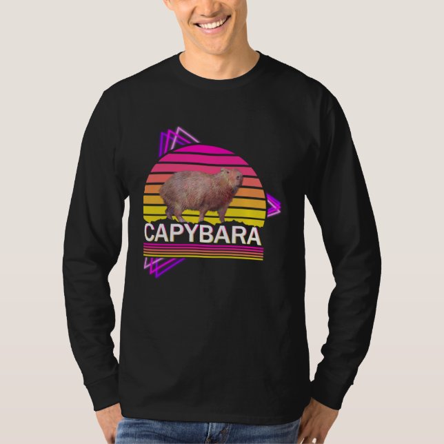 Capybara 80s retro vibe man women  capybara t shirt (Framsida)