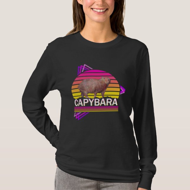 Capybara 80s retro vibe man women  capybara t shirt (Framsida)