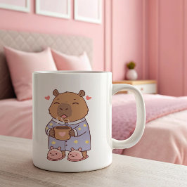 Capybara älskar kaffemugg | Söt och rolig djur