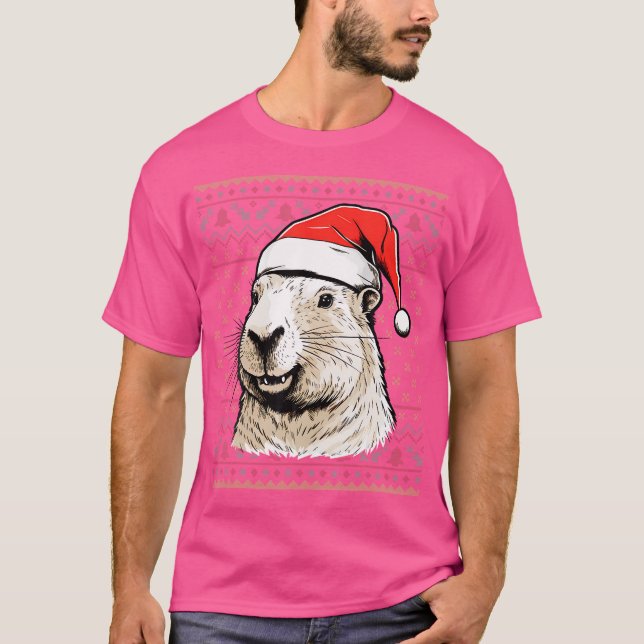 Capybara Älskare Julafton Santa Hat Ugly Capybara  T Shirt (Framsida)