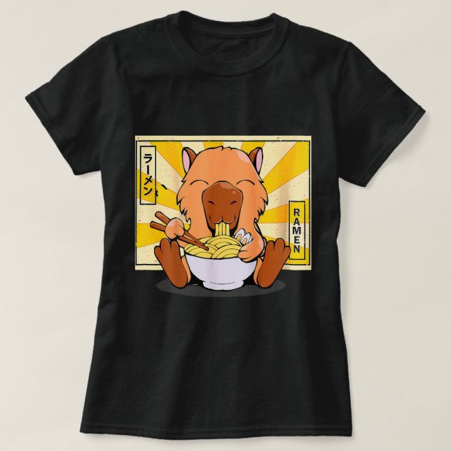 Capybara Älskare Ramen Capybara Tshirt Kawaii Anim T Shirt (Design framsida)